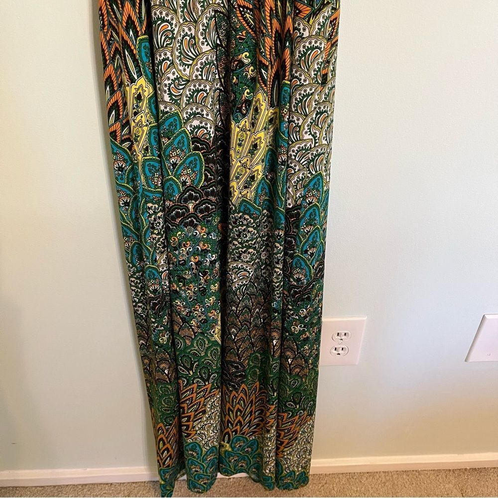 Moa Moa Boho Green Print Maxi Dress Size Small - Picture 10 of 10